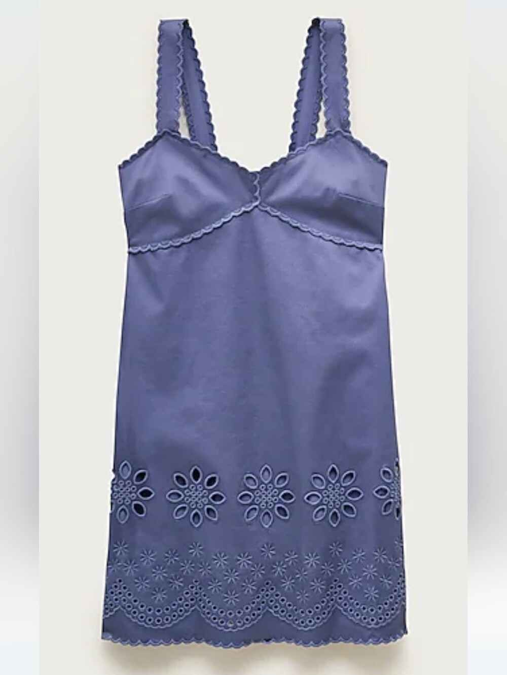 J.CREW Scallop-trim mini dress in washed twill. New With Tags